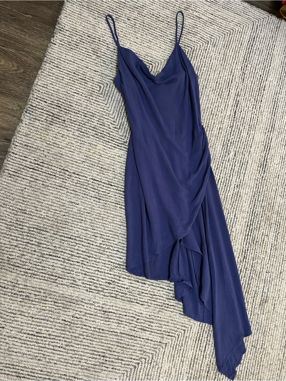 ELLIATT Spaghetti Strap Dominica Asymmetric Slip Dress Navy Fairy Mermaid Sz S